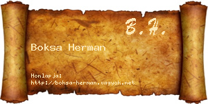 Boksa Herman névjegykártya